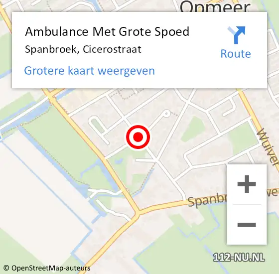 Locatie op kaart van de 112 melding: Ambulance Met Grote Spoed Naar Spanbroek, Cicerostraat op 30 april 2021 11:12