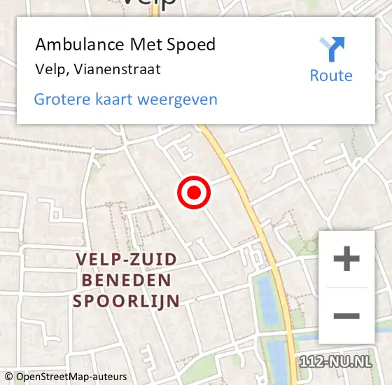 Locatie op kaart van de 112 melding: Ambulance Met Spoed Naar Velp, Vianenstraat op 30 april 2021 11:22