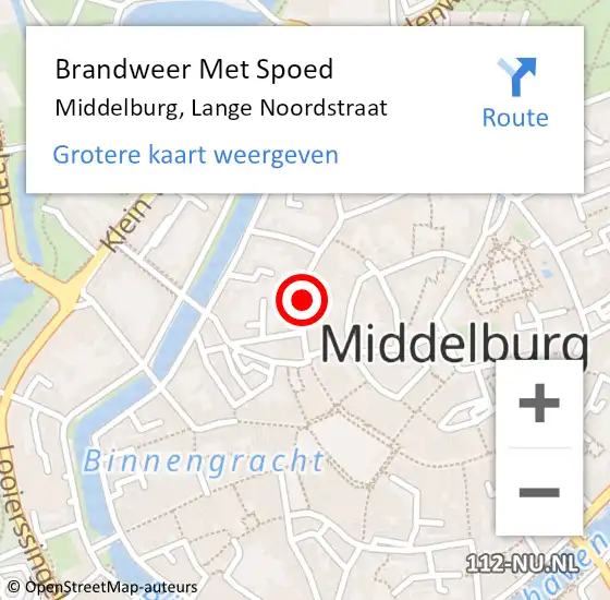 Locatie op kaart van de 112 melding: Brandweer Met Spoed Naar Middelburg, Lange Noordstraat op 30 april 2021 11:58