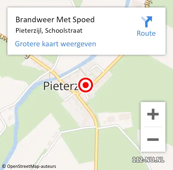 Locatie op kaart van de 112 melding: Brandweer Met Spoed Naar Pieterzijl, Schoolstraat op 4 oktober 2013 14:11