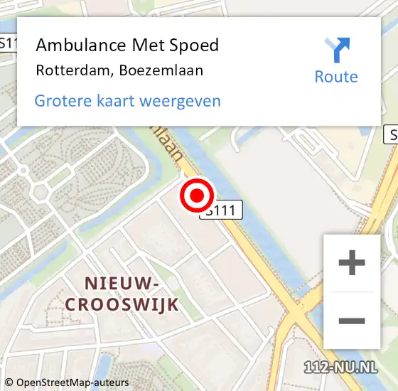 Locatie op kaart van de 112 melding: Ambulance Met Spoed Naar Rotterdam, Boezemlaan op 30 april 2021 12:48