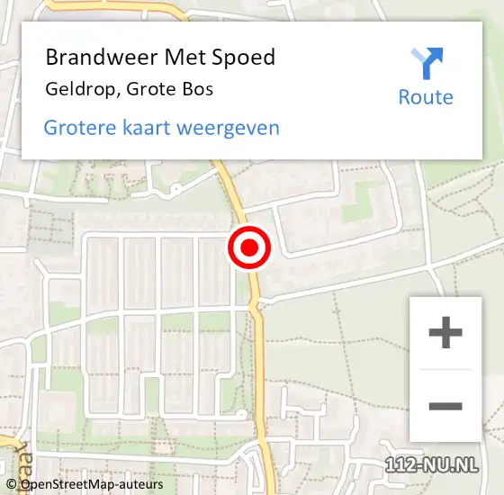 Locatie op kaart van de 112 melding: Brandweer Met Spoed Naar Geldrop, Grote Bos op 30 april 2021 12:50