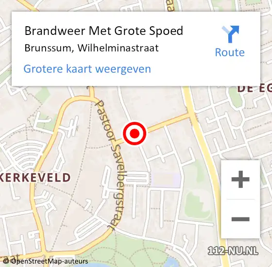 Locatie op kaart van de 112 melding: Brandweer Met Grote Spoed Naar Brunssum, Wilhelminastraat op 30 april 2021 12:50