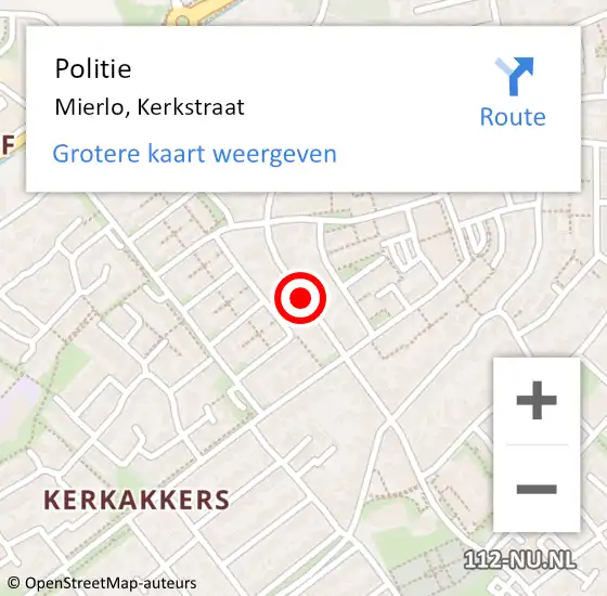 Locatie op kaart van de 112 melding: Politie Mierlo, Kerkstraat op 30 april 2021 16:06