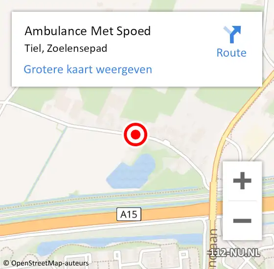 Locatie op kaart van de 112 melding: Ambulance Met Spoed Naar Tiel, Zoelensepad op 30 april 2021 16:32