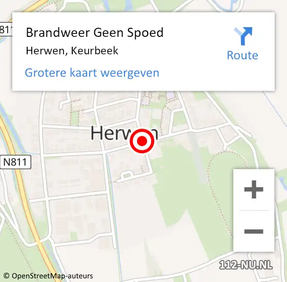 Locatie op kaart van de 112 melding: Brandweer Geen Spoed Naar Herwen, Keurbeek op 30 april 2021 17:25