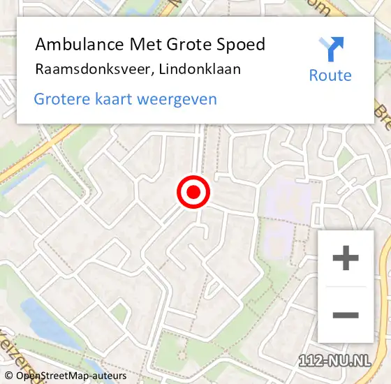 Locatie op kaart van de 112 melding: Ambulance Met Grote Spoed Naar Raamsdonksveer, Lindonklaan op 30 april 2021 17:51