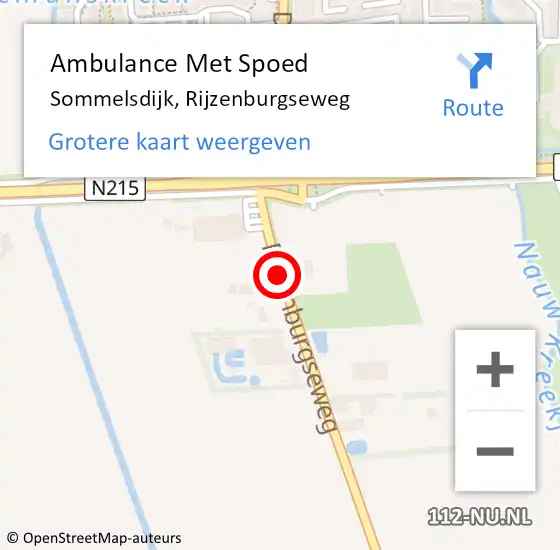 Locatie op kaart van de 112 melding: Ambulance Met Spoed Naar Sommelsdijk, Rijzenburgseweg op 30 april 2021 17:52