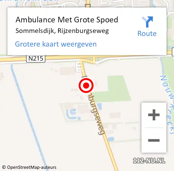 Locatie op kaart van de 112 melding: Ambulance Met Grote Spoed Naar Sommelsdijk, Rijzenburgseweg op 30 april 2021 17:55