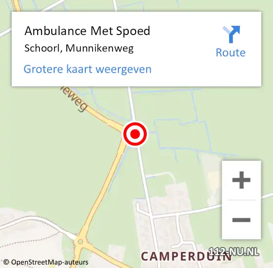 Locatie op kaart van de 112 melding: Ambulance Met Spoed Naar Schoorl, Munnikenweg op 30 april 2021 19:40