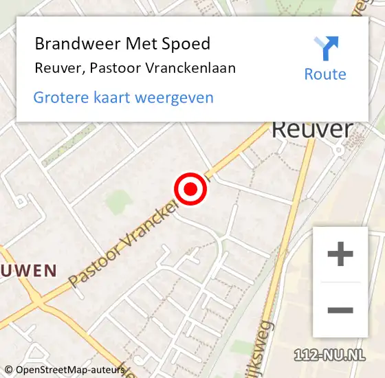 Locatie op kaart van de 112 melding: Brandweer Met Spoed Naar Reuver, Pastoor Vranckenlaan op 30 april 2021 19:57