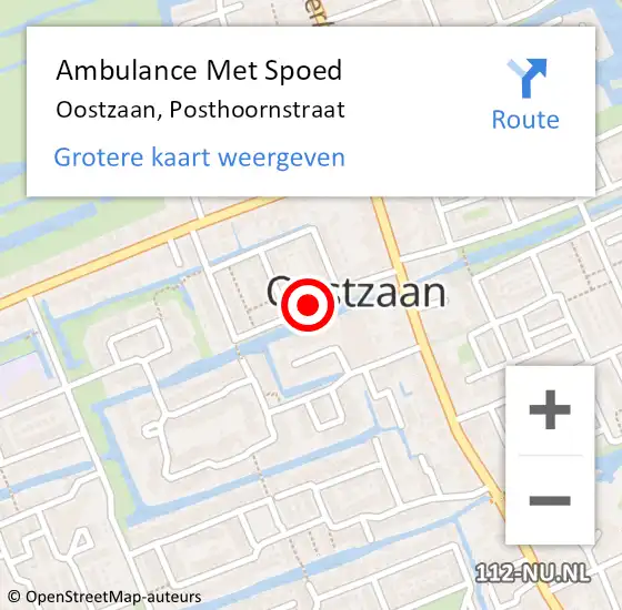 Locatie op kaart van de 112 melding: Ambulance Met Spoed Naar Oostzaan, Posthoornstraat op 30 april 2021 23:25