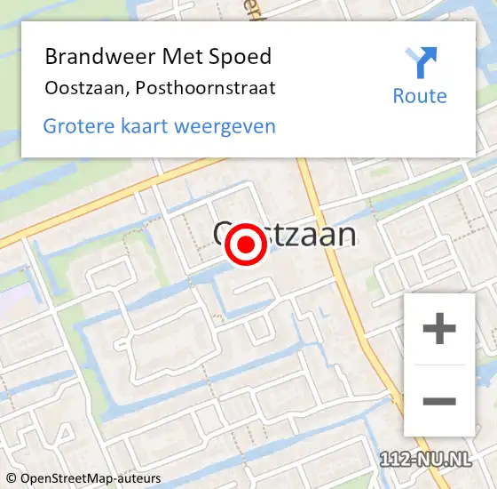 Locatie op kaart van de 112 melding: Brandweer Met Spoed Naar Oostzaan, Posthoornstraat op 1 mei 2021 00:24