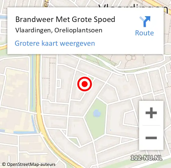 Locatie op kaart van de 112 melding: Brandweer Met Grote Spoed Naar Vlaardingen, Orelioplantsoen op 1 mei 2021 00:56