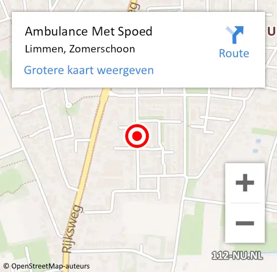 Locatie op kaart van de 112 melding: Ambulance Met Spoed Naar Limmen, Zomerschoon op 1 mei 2021 01:07