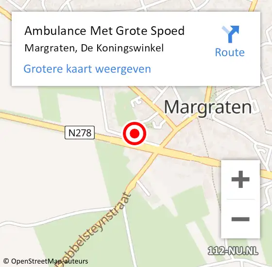 Locatie op kaart van de 112 melding: Ambulance Met Grote Spoed Naar Margraten, De Koningswinkel op 9 juni 2014 12:05
