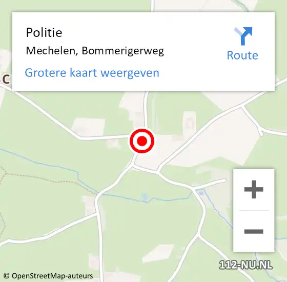 Locatie op kaart van de 112 melding: Politie Mechelen, Bommerigerweg op 1 mei 2021 07:17