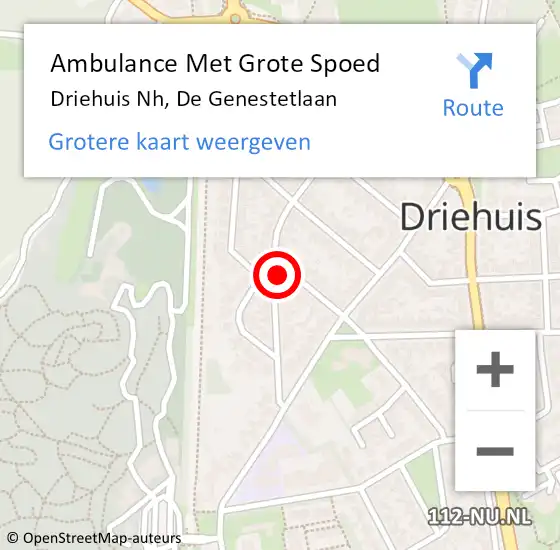 Locatie op kaart van de 112 melding: Ambulance Met Grote Spoed Naar Driehuis Nh, De Genestetlaan op 1 mei 2021 08:51
