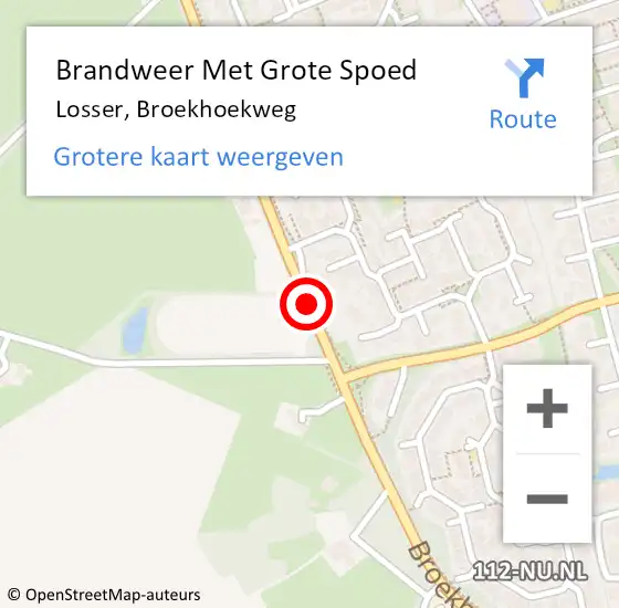Locatie op kaart van de 112 melding: Brandweer Met Grote Spoed Naar Losser, Broekhoekweg op 1 mei 2021 09:22