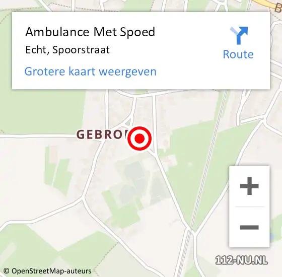 Locatie op kaart van de 112 melding: Ambulance Met Spoed Naar Echt, Spoorstraat op 9 juni 2014 12:19