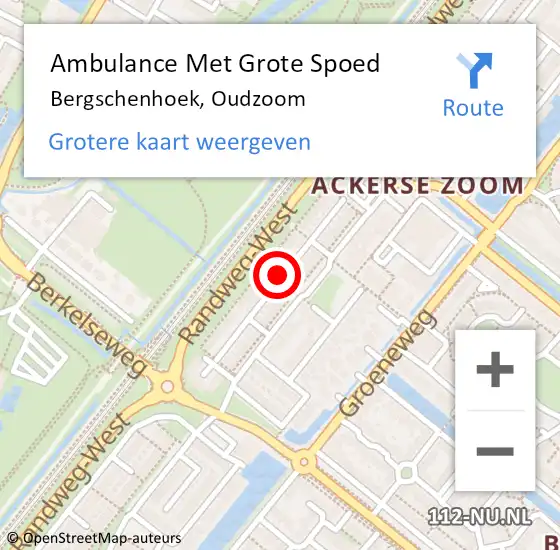 Locatie op kaart van de 112 melding: Ambulance Met Grote Spoed Naar Bergschenhoek, Oudzoom op 1 mei 2021 10:11