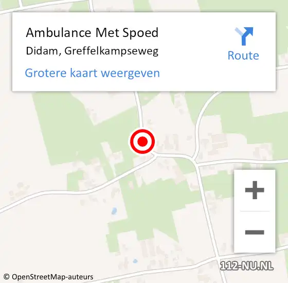 Locatie op kaart van de 112 melding: Ambulance Met Spoed Naar Didam, Greffelkampseweg op 1 mei 2021 12:07