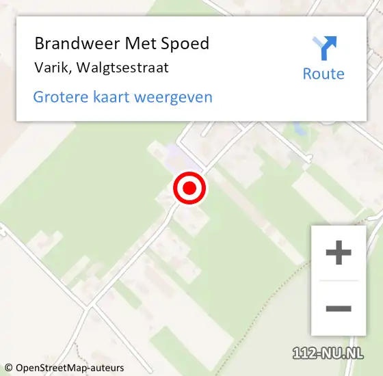 Locatie op kaart van de 112 melding: Brandweer Met Spoed Naar Varik, Walgtsestraat op 1 mei 2021 12:26