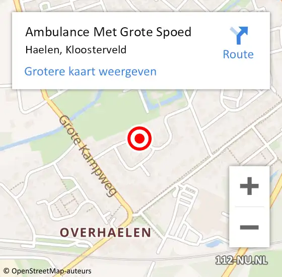 Locatie op kaart van de 112 melding: Ambulance Met Grote Spoed Naar Haelen, Kloosterveld op 1 mei 2021 13:08