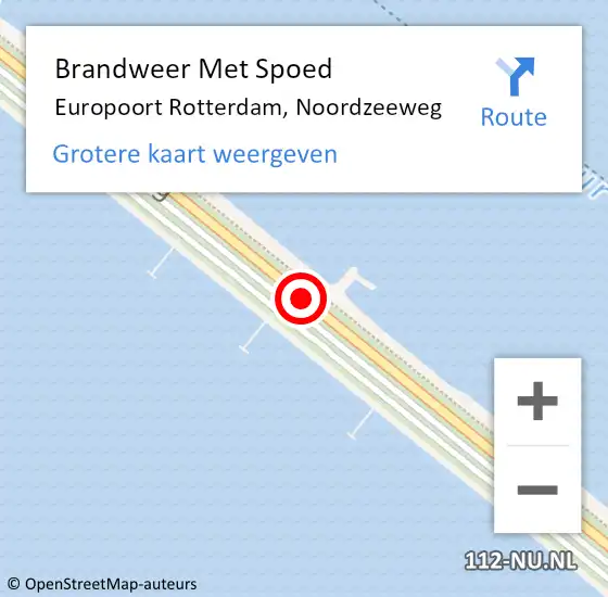Locatie op kaart van de 112 melding: Brandweer Met Spoed Naar Europoort Rotterdam, Noordzeeweg op 1 mei 2021 13:10