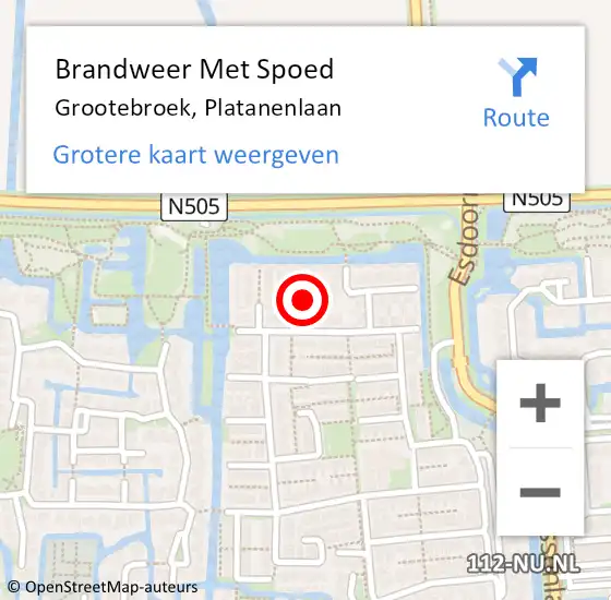 Locatie op kaart van de 112 melding: Brandweer Met Spoed Naar Grootebroek, Platanenlaan op 1 mei 2021 13:11