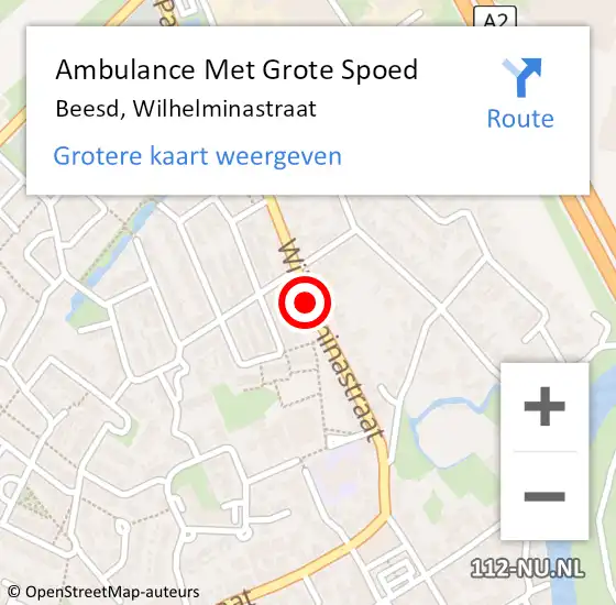 Locatie op kaart van de 112 melding: Ambulance Met Grote Spoed Naar Beesd, Wilhelminastraat op 1 mei 2021 13:19