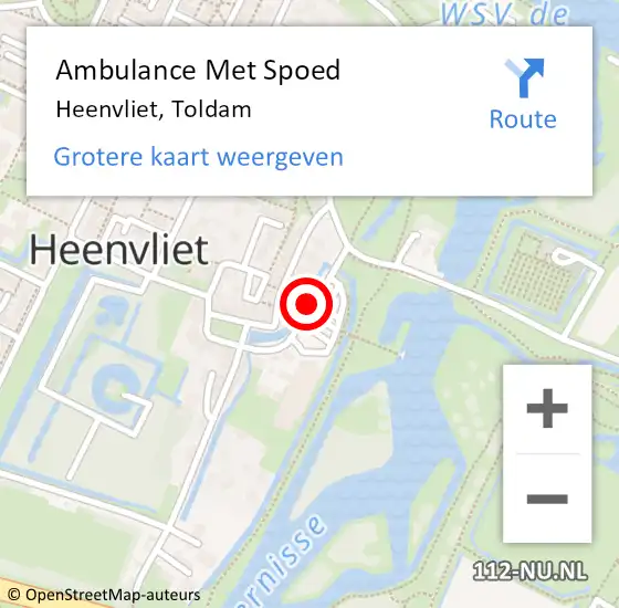 Locatie op kaart van de 112 melding: Ambulance Met Spoed Naar Heenvliet, Toldam op 1 mei 2021 13:22