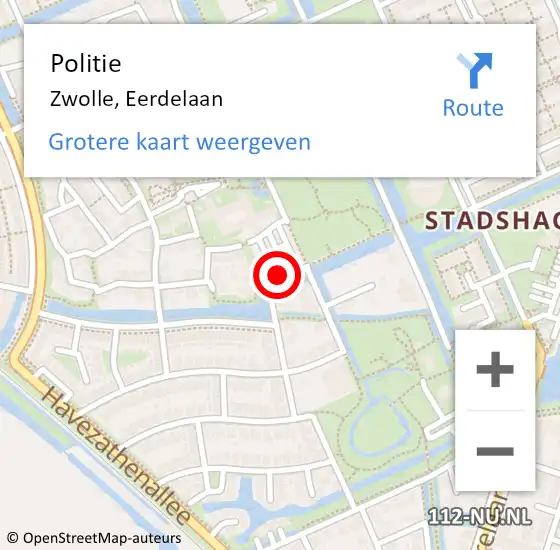 Locatie op kaart van de 112 melding: Politie Zwolle, Eerdelaan op 1 mei 2021 13:41