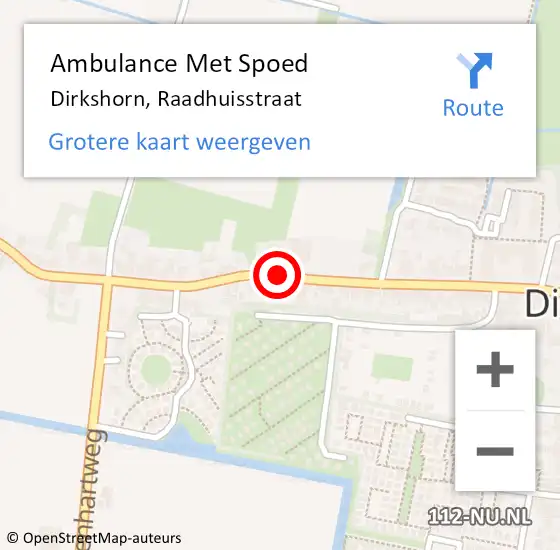 Locatie op kaart van de 112 melding: Ambulance Met Spoed Naar Dirkshorn, Raadhuisstraat op 1 mei 2021 14:20