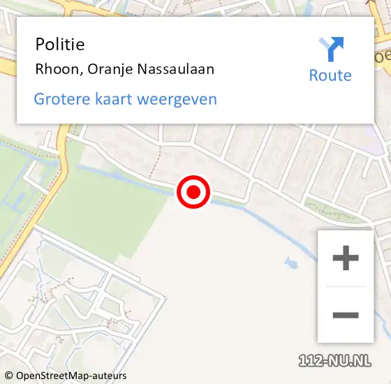 Locatie op kaart van de 112 melding: Politie Rhoon, Oranje Nassaulaan op 1 mei 2021 15:55