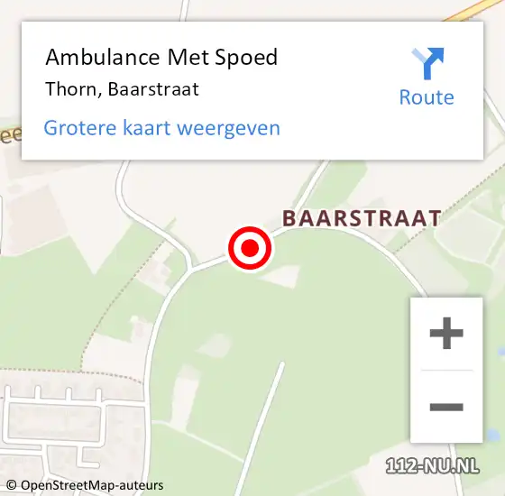 Locatie op kaart van de 112 melding: Ambulance Met Spoed Naar Thorn, Baarstraat op 1 mei 2021 16:13