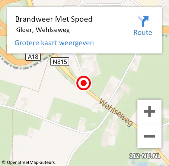 Locatie op kaart van de 112 melding: Brandweer Met Spoed Naar Kilder, Wehlseweg op 1 mei 2021 17:14
