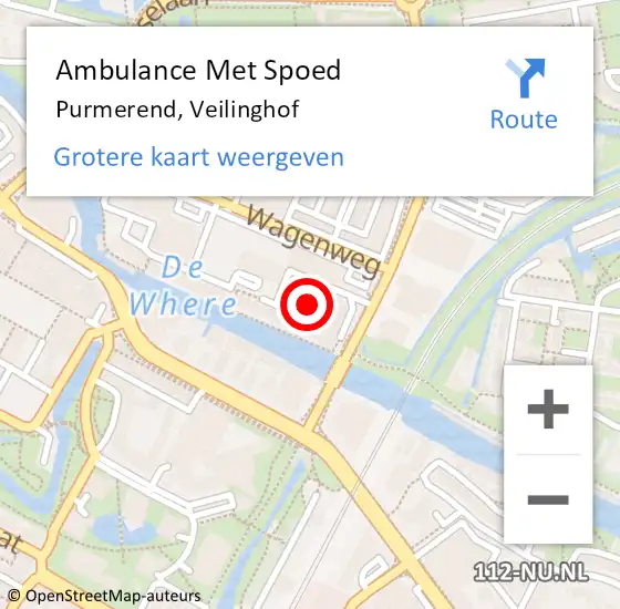 Locatie op kaart van de 112 melding: Ambulance Met Spoed Naar Purmerend, Veilinghof op 1 mei 2021 17:40
