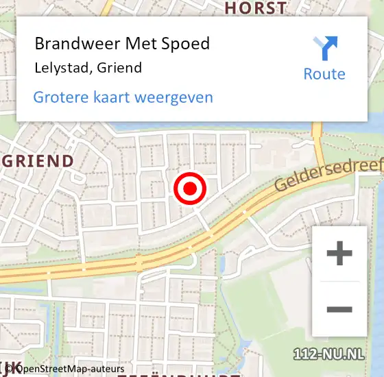 Locatie op kaart van de 112 melding: Brandweer Met Spoed Naar Lelystad, Griend op 1 mei 2021 18:20