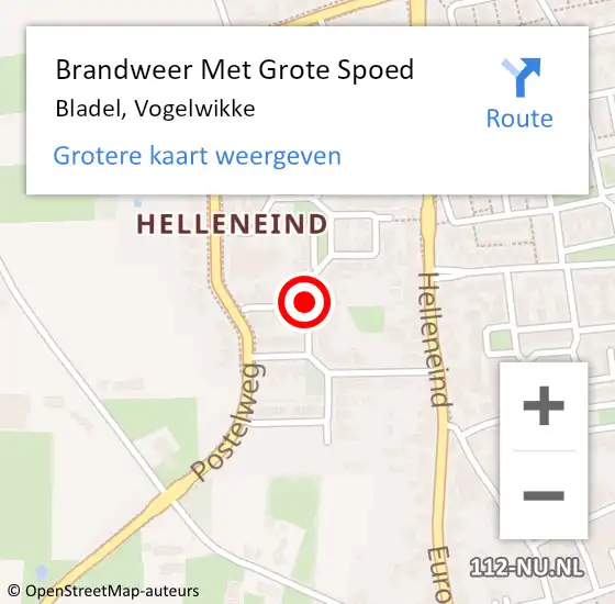 Locatie op kaart van de 112 melding: Brandweer Met Grote Spoed Naar Bladel, Vogelwikke op 1 mei 2021 19:19