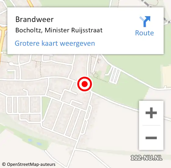 Locatie op kaart van de 112 melding: Brandweer Bocholtz, Minister Ruijsstraat op 9 juni 2014 13:14