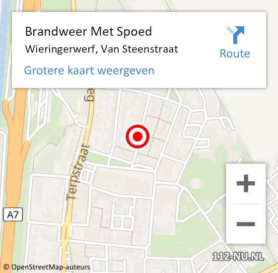 Locatie op kaart van de 112 melding: Brandweer Met Spoed Naar Wieringerwerf, Van Steenstraat op 1 mei 2021 22:04