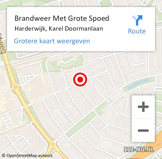 Locatie op kaart van de 112 melding: Brandweer Met Grote Spoed Naar Harderwijk, Karel Doormanlaan op 9 juni 2014 13:22