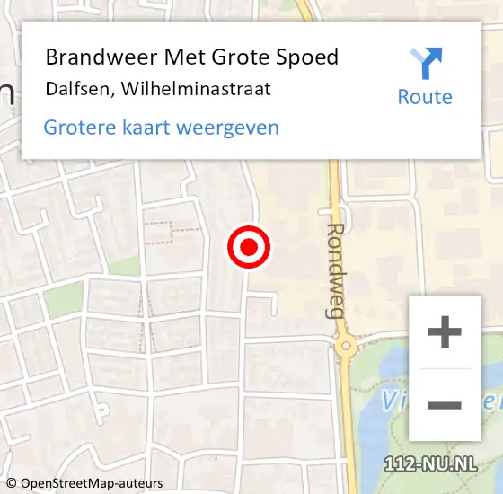 Locatie op kaart van de 112 melding: Brandweer Met Grote Spoed Naar Dalfsen, Wilhelminastraat op 1 mei 2021 22:51