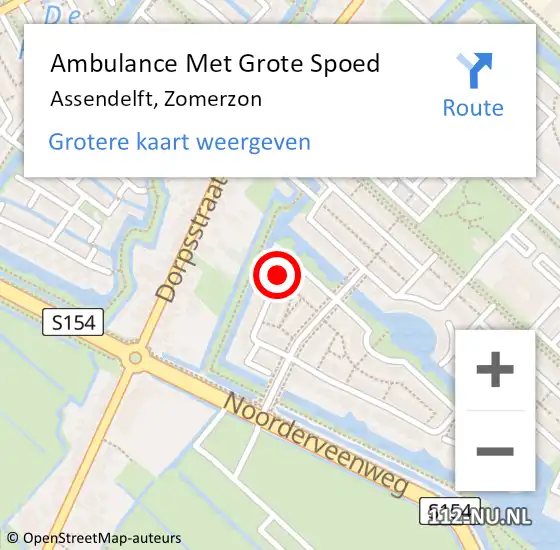 Locatie op kaart van de 112 melding: Ambulance Met Grote Spoed Naar Assendelft, Zomerzon op 1 mei 2021 22:55