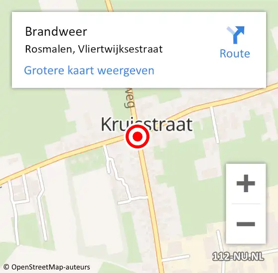 Locatie op kaart van de 112 melding: Brandweer Rosmalen, Vliertwijksestraat op 9 juni 2014 13:26