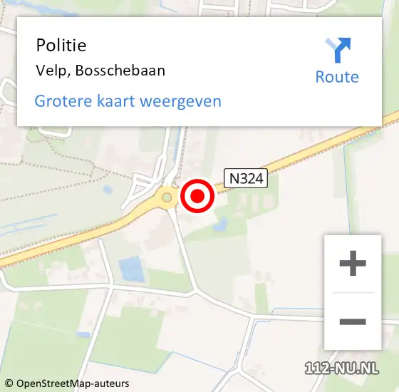Locatie op kaart van de 112 melding: Politie Velp, Bosschebaan op 2 mei 2021 01:39