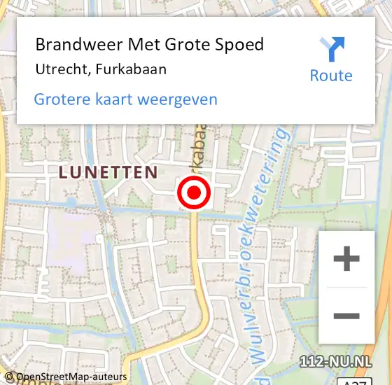 Locatie op kaart van de 112 melding: Brandweer Met Grote Spoed Naar Utrecht, Furkabaan op 2 mei 2021 02:43