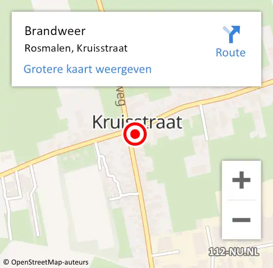 Locatie op kaart van de 112 melding: Brandweer Rosmalen, Kruisstraat op 9 juni 2014 13:38