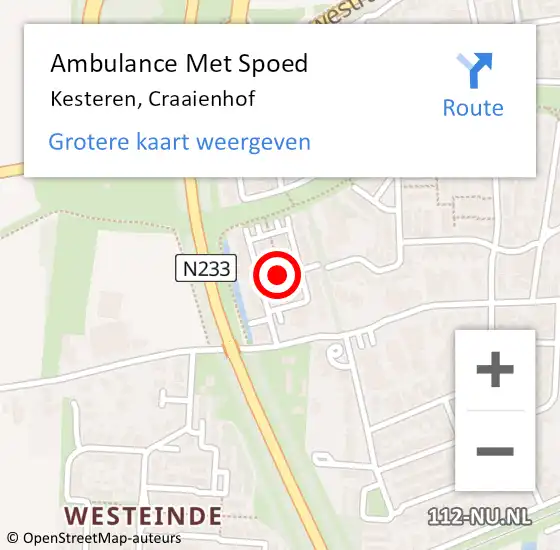 Locatie op kaart van de 112 melding: Ambulance Met Spoed Naar Kesteren, Craaienhof op 2 mei 2021 07:14